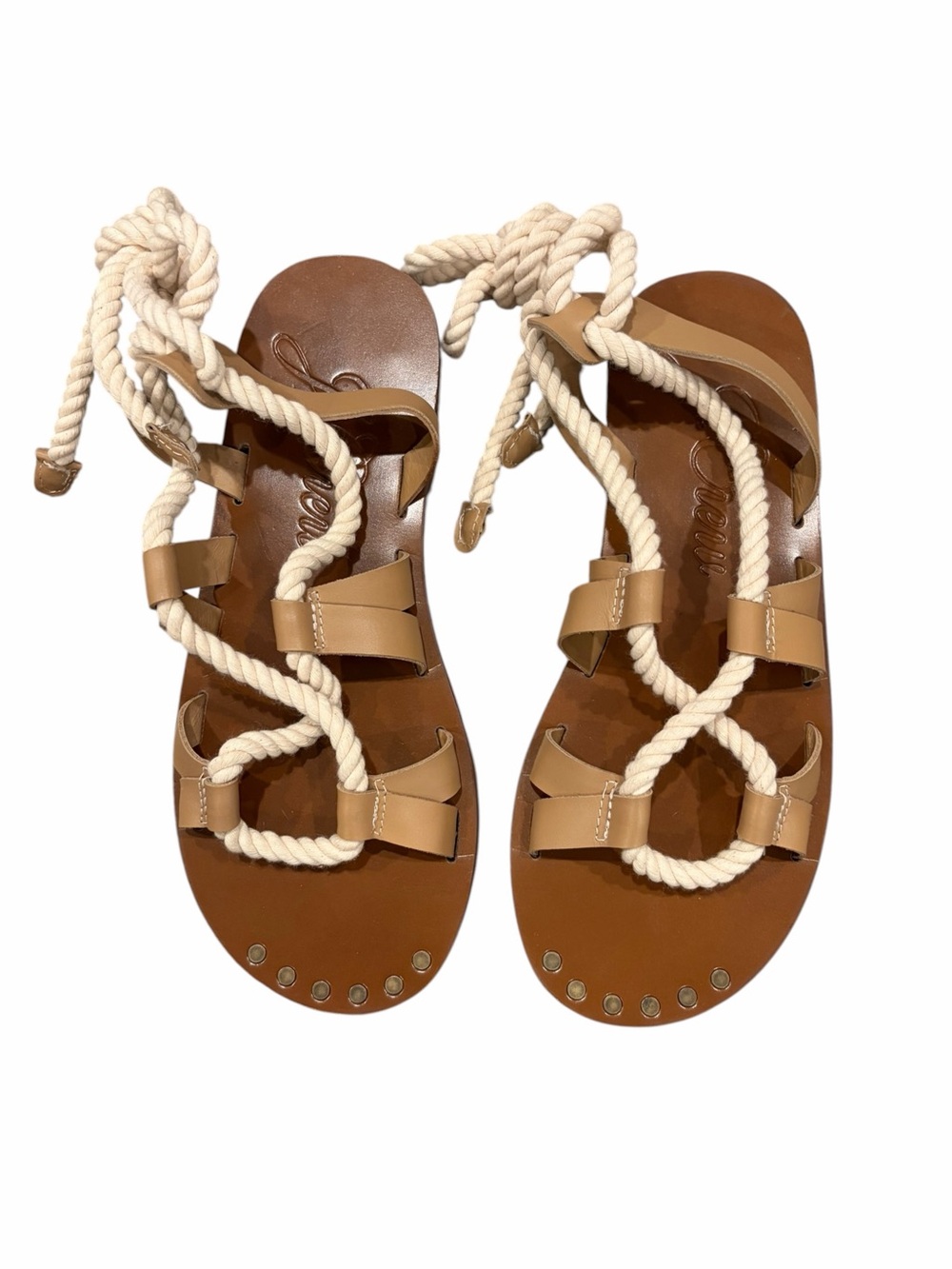 New J.Crew Rope lace-up sandals in leather size 6